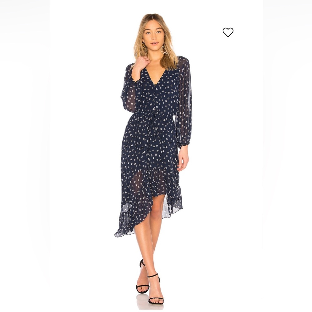 Joie Silk asymmetrical Alithea navy and daisy dress, small